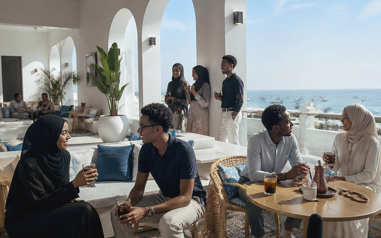 Modern Somali café and everyday social life
